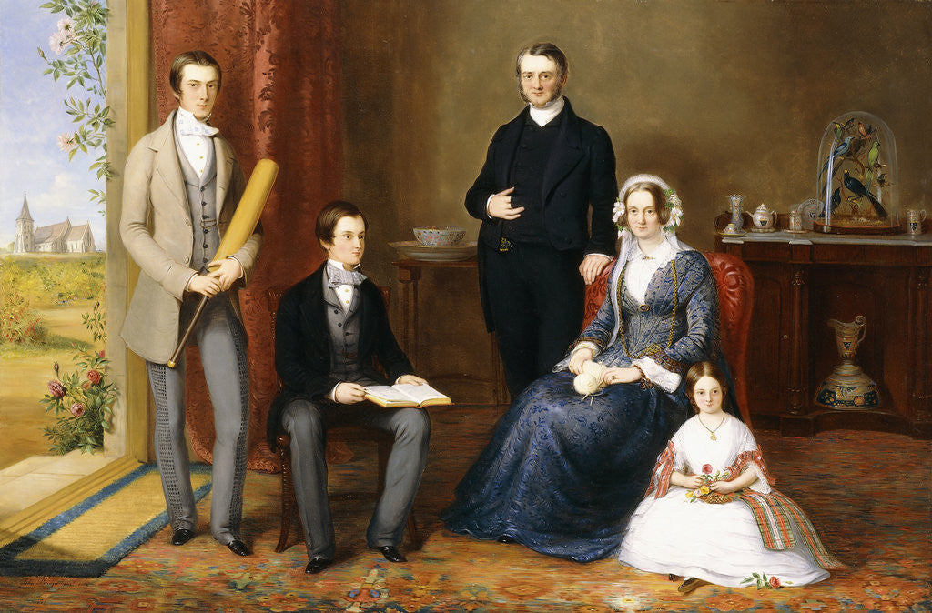 Detail of The Reverend John Witherington Peers, Vicar of Tetsworth, Oxon, with his Family by John Bridges
