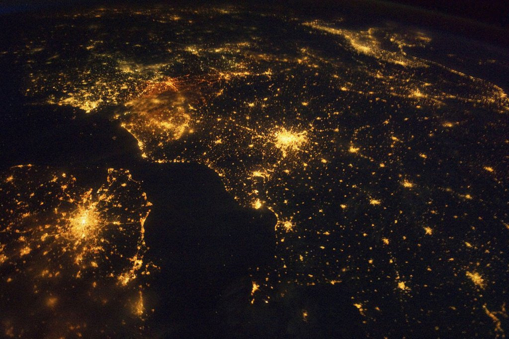 Detail of Northwestern Europe at night, from the International Space Station by Corbis