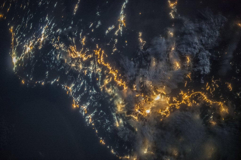 Detail of Astronaut photo of Southwestern Saudi Arabia at night by Anonymous