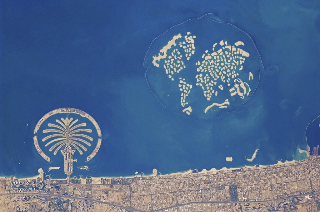 Detail of Palm Jumeirah and The World artificial islands in Dubai by Anonymous