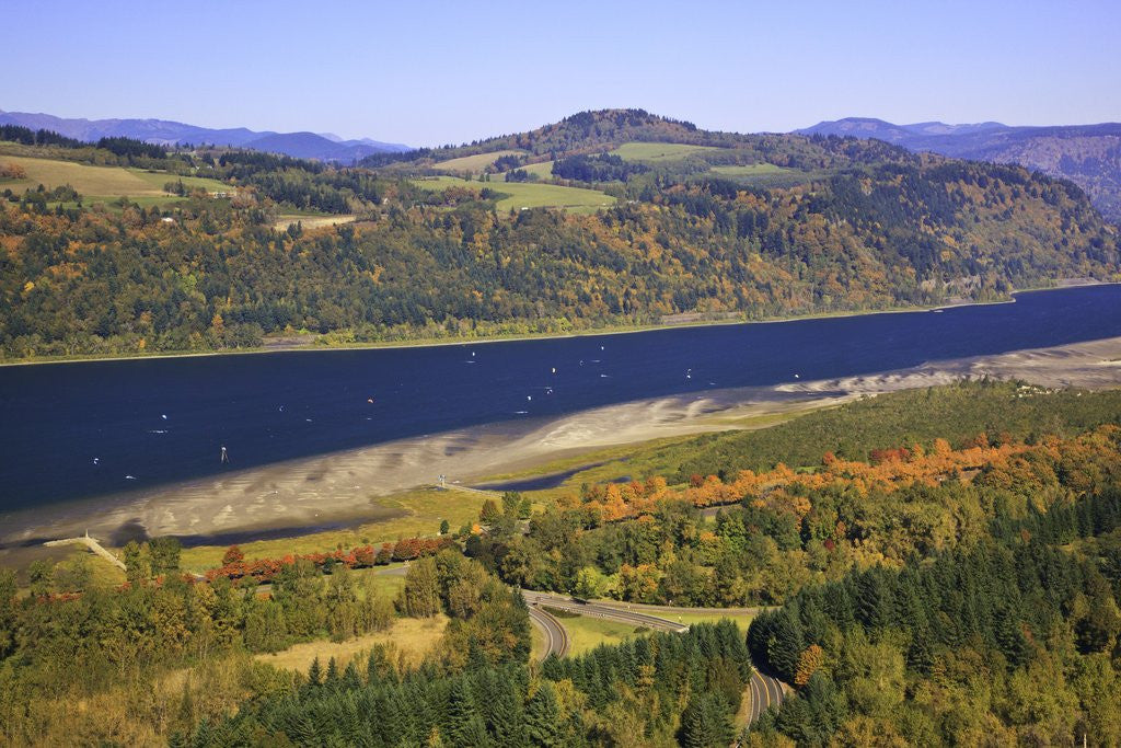 Detail of Looking East up the Columbia River, Columbia River Gorge National Scenic Area, Oregon by Corbis