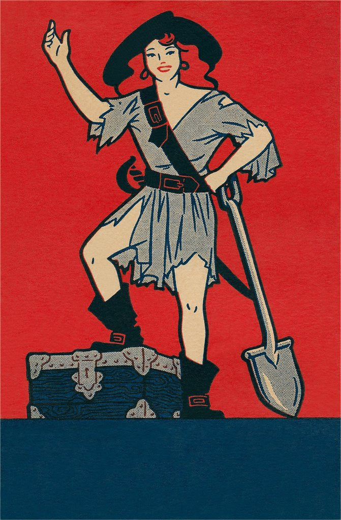 Detail of Pirate Woman with Treasure and Shovel by Anonymous