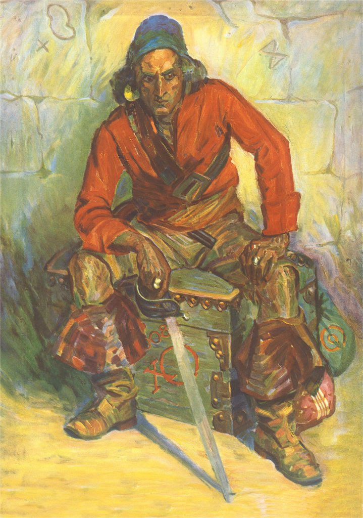 Detail of Pensive Pirate on Chest by Anonymous