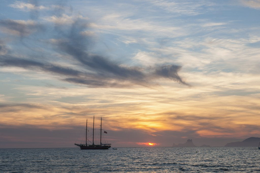 Detail of Balearic Islands - sunset time at Es Cavall d'en Borras Bay, parc de ses Salinas by Anonymous