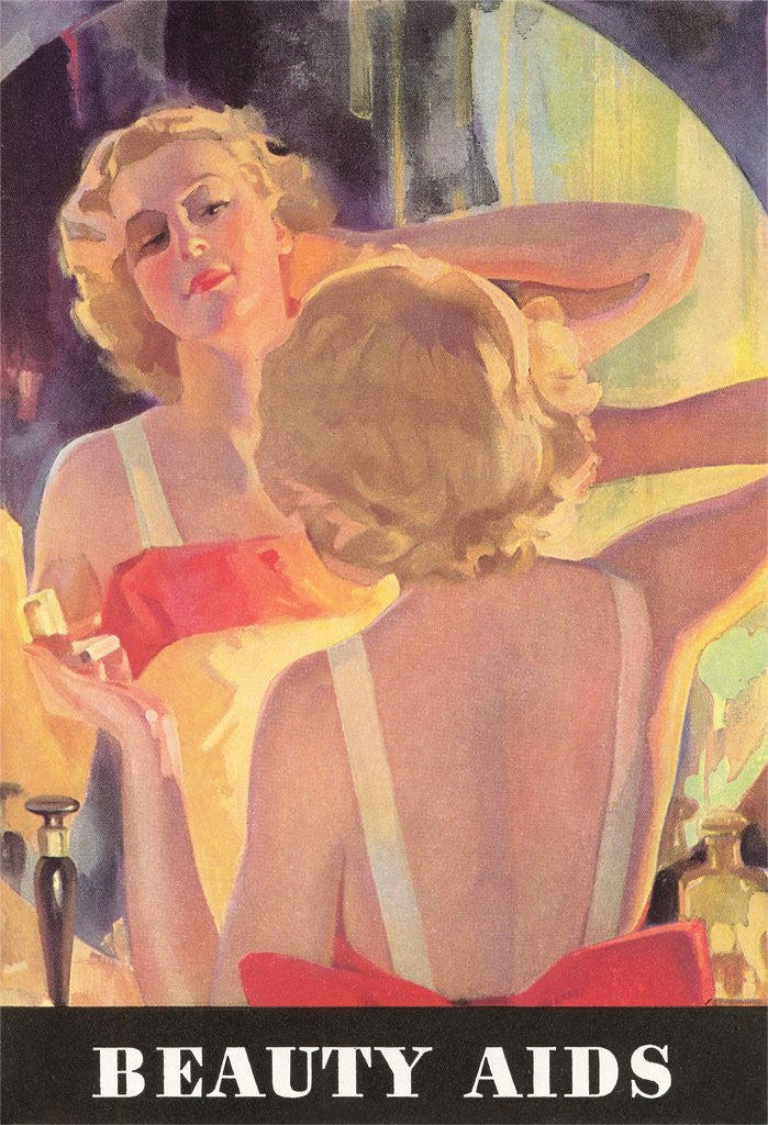 Detail of Beauty Aids, Woman at Mirror by Anonymous