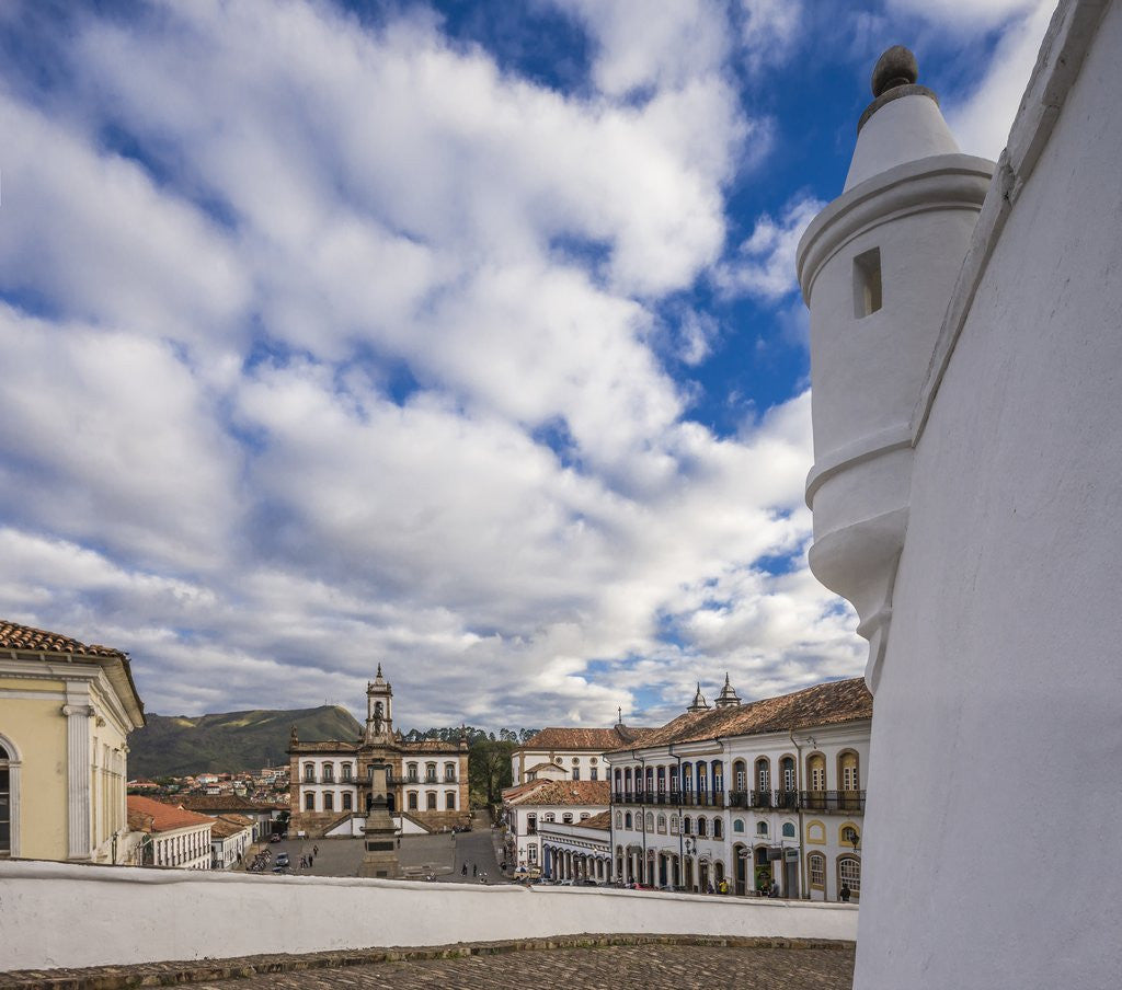 Detail of Placa (square) de Tiradentes with the Museu (museum) da Inconfidencia (Old Town Hall) from the Palacio (palace) dos Governadores (old Escola de Minas - School of Mines) by Anonymous