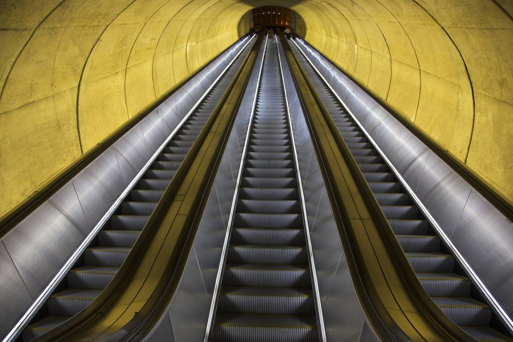 Detail of Stairway to heaven in Washington DC Metrorail escalator to mass transet trains by Anonymous