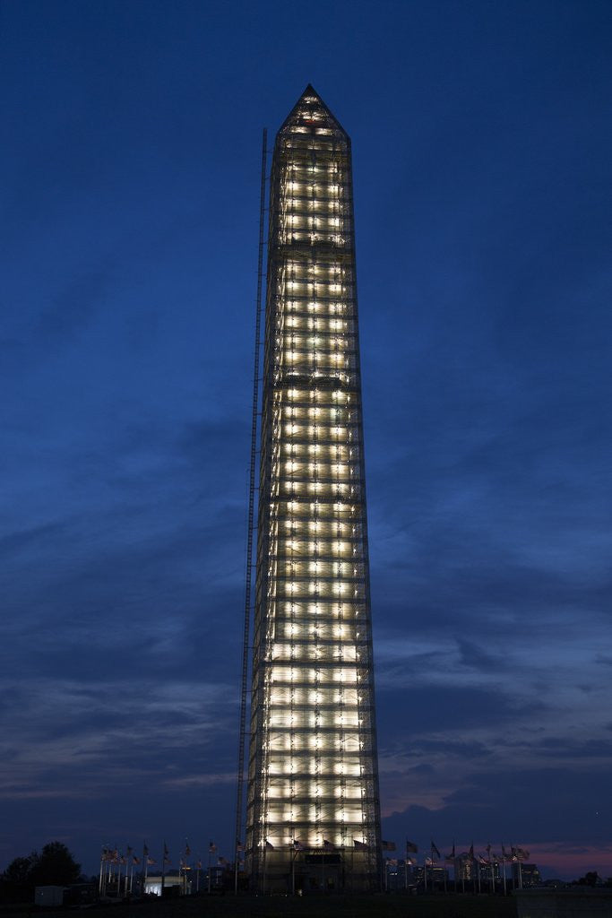 Detail of Washington Memorial with Scaffolding at sunset, Washington DC by Anonymous