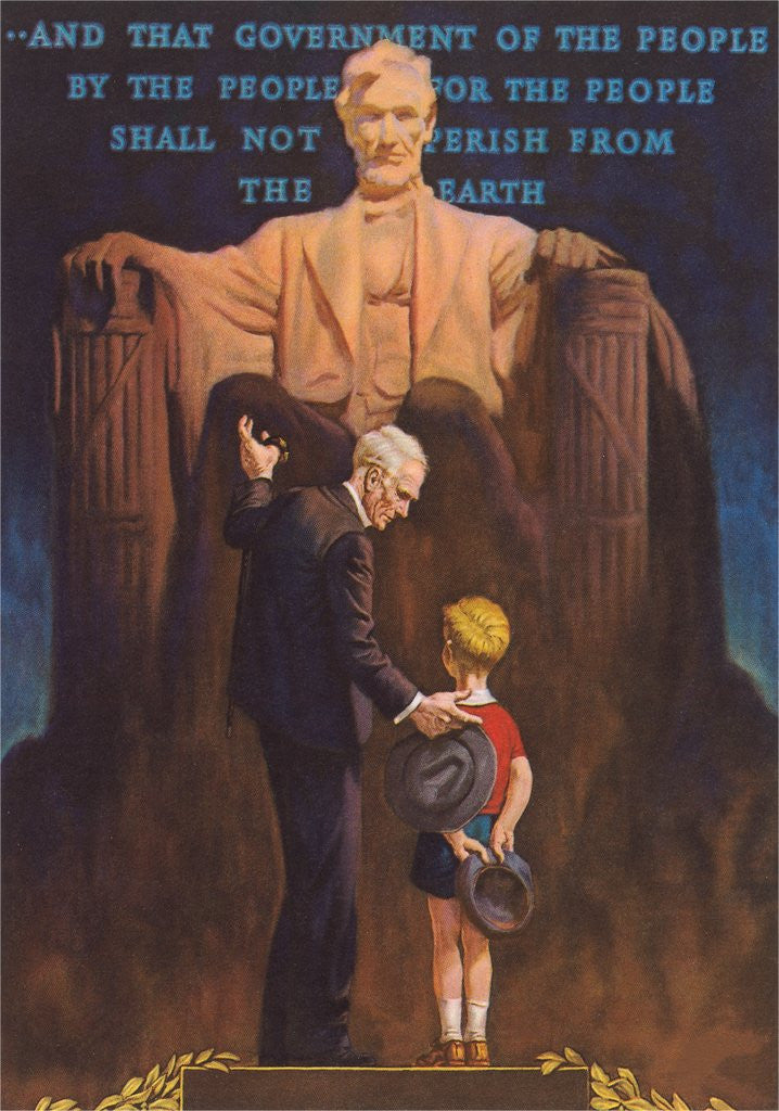 Detail of Lincoln Memorial, Man and Grandson by Anonymous