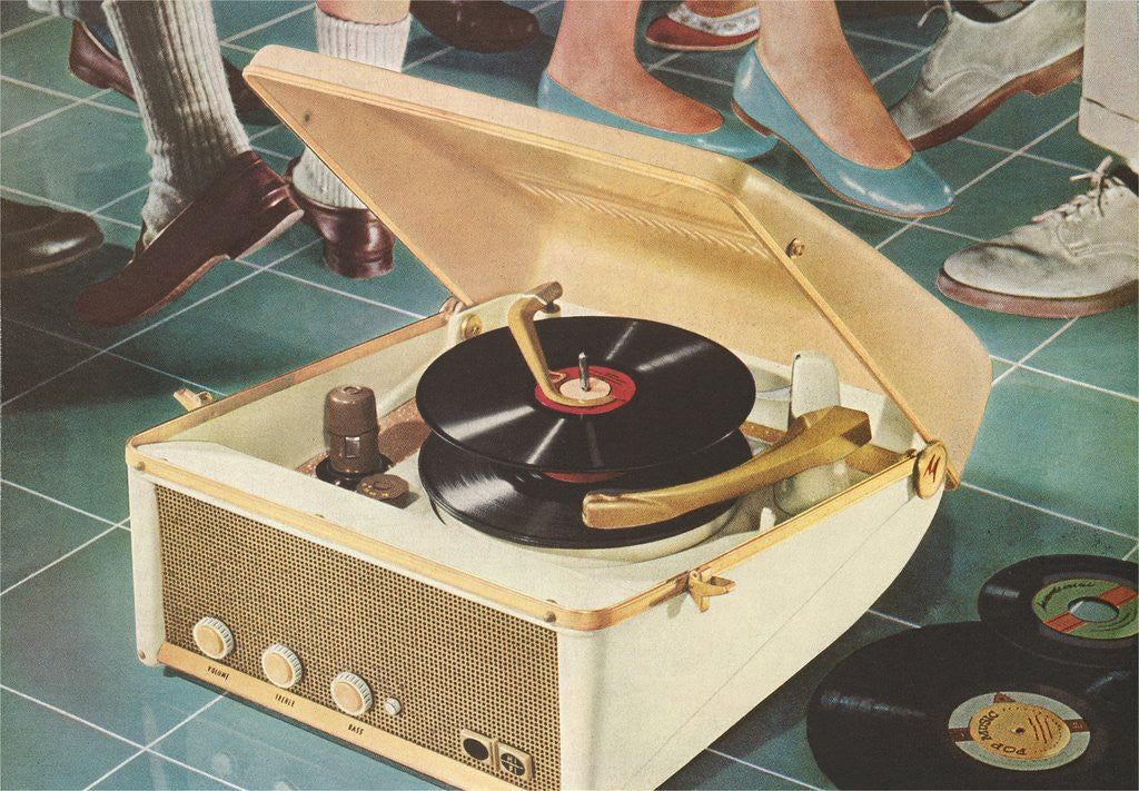 Detail of Portable Record Player by Corbis