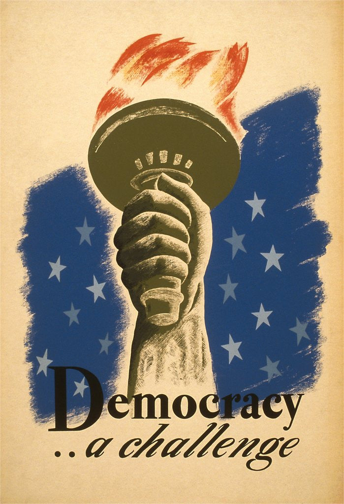 Detail of Democracy, A Challenge, Liberty Torch by Anonymous