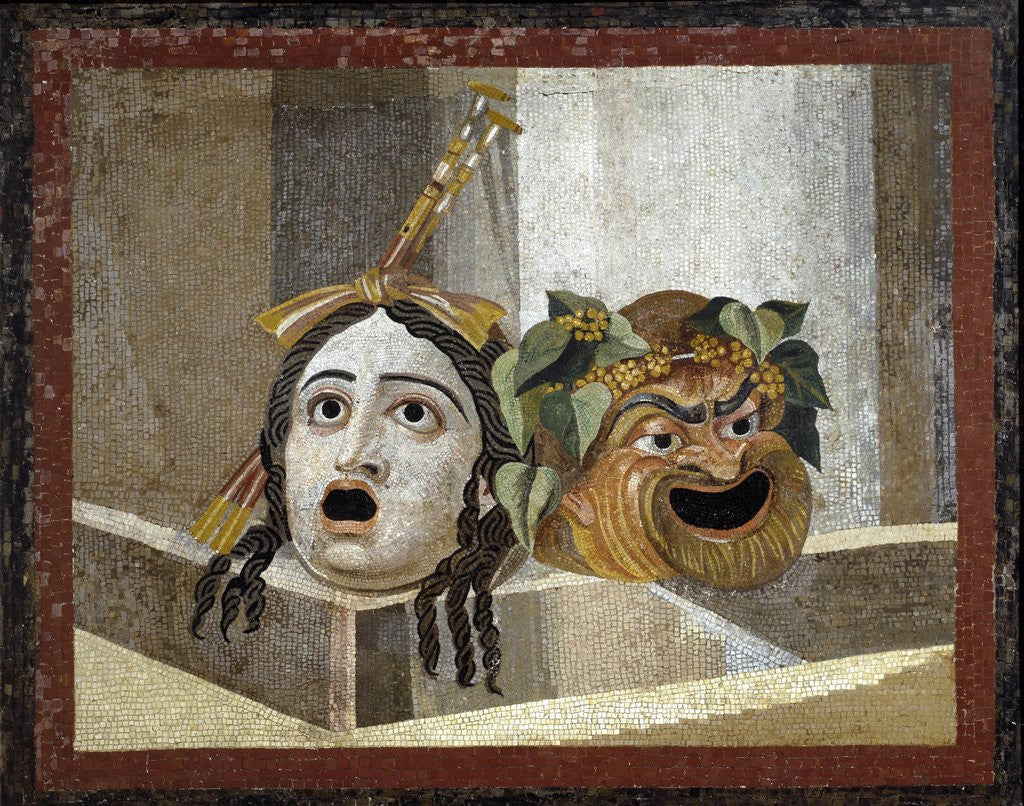 Detail of Mosiac of Roman Theater Masks by Anonymous