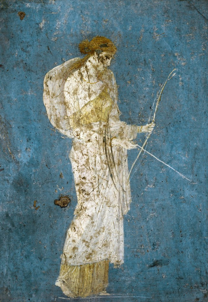 Detail of Roman fresco of Diana with her bow and arrow by Corbis