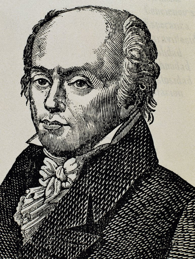 Detail of Franz Joseph Gall (1758 -1828). Neuroanatomist and physiologist. Engraving. by Anonymous