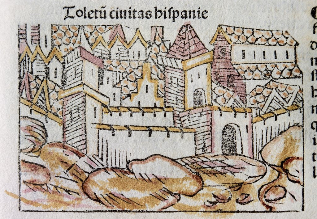 Detail of Toledo. Spanish city. Engraving. 15th century. by Anonymous