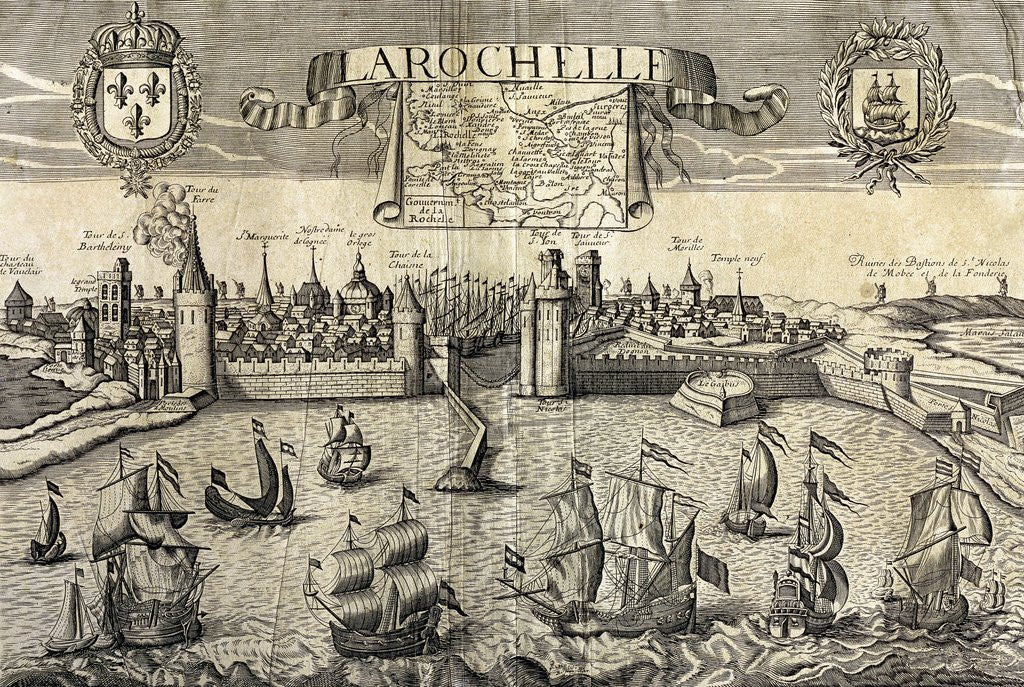 Detail of La Rochelle. Map of the city on the Atlantic. 16th century. by Corbis