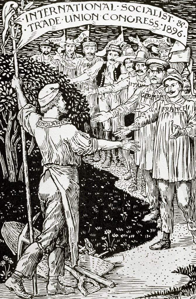 Detail of Trade union. Manifest published by the World Congress in London. 1896. by Anonymous