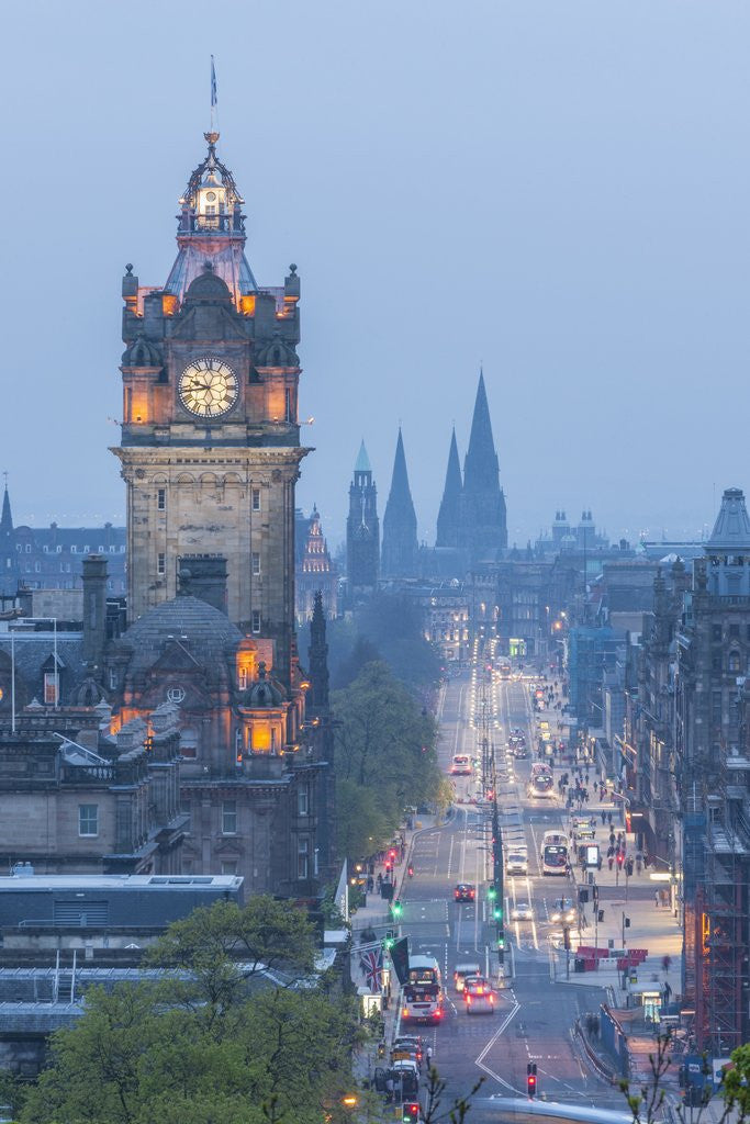 Detail of Princess street view from Calton Hill by Anonymous