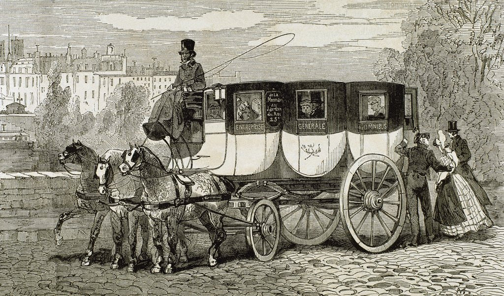 Detail of Horse-drawn omnibus. by Anonymous