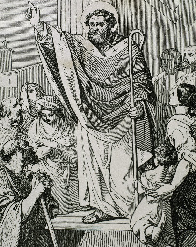 Detail of St. Prudentius Galindo (? -861). Spanish prelate and theologian. Bishop of Troyes from 848. Engraving by Anonymous