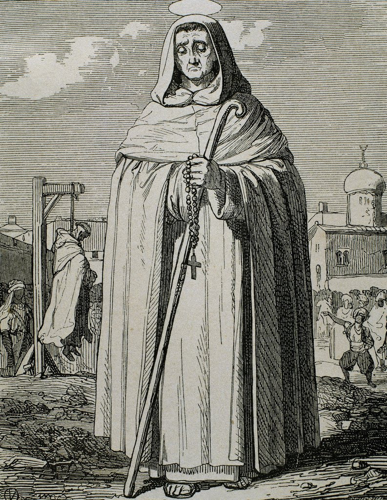 Detail of Saint Peter Armengol (1238-1304). Spanish Mercedary monk. Engraving. by Anonymous