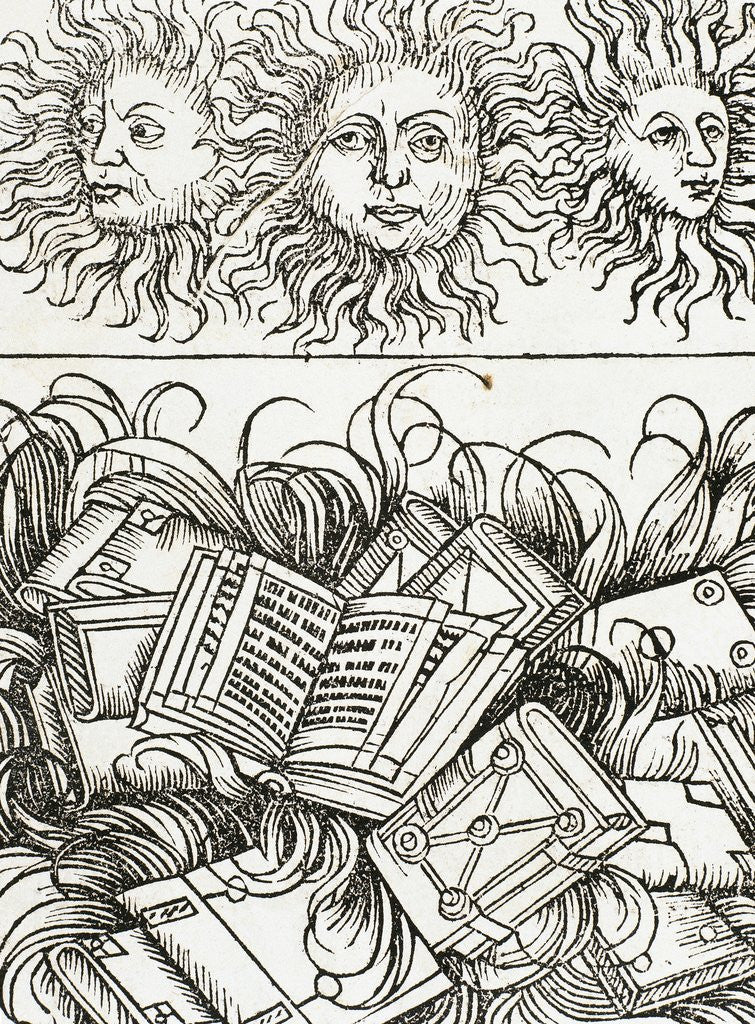 Detail of Burning books in the Library of Alexandria. by Anonymous