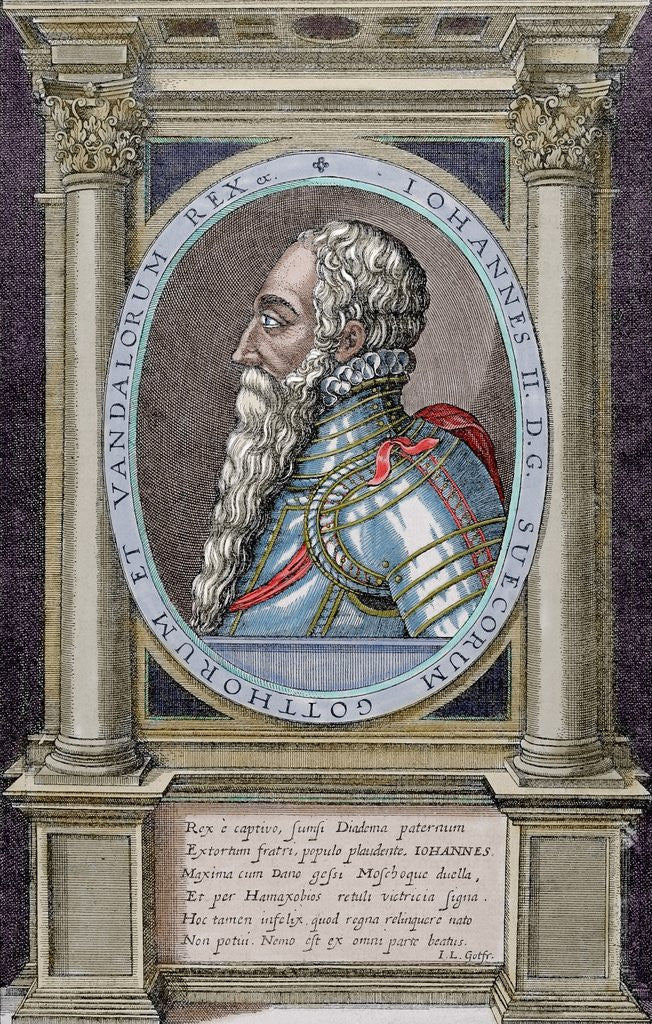 Detail of John (1455-1513). King of Denmark, Norway and as John II of Sweden in the Kalmar Union. Colored engr by Anonymous