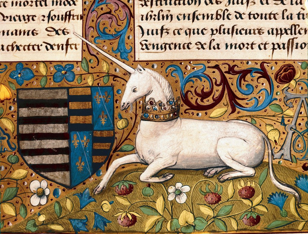 Detail of Unicorn and coat of arms, 15th century by Anonymous