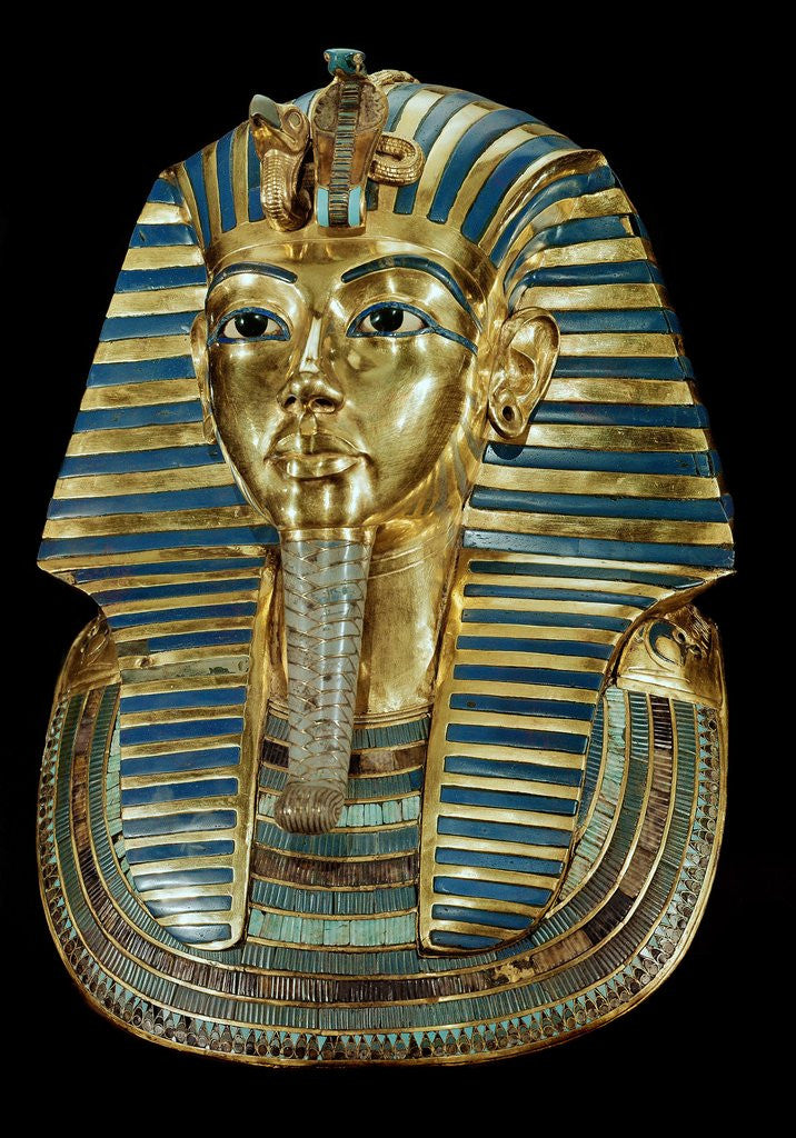 Detail of Golden funeral mask of the King Tutankhamun by Anonymous