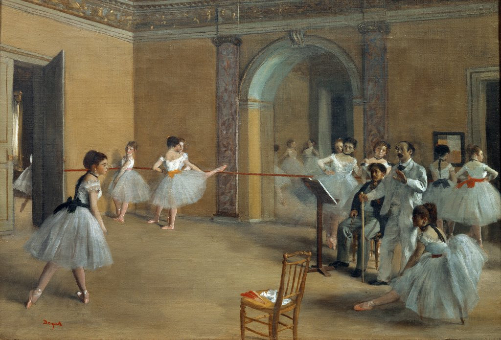 Detail of The Dance Foyer at the Opera on the Rue Le Peletier by Egar Degas