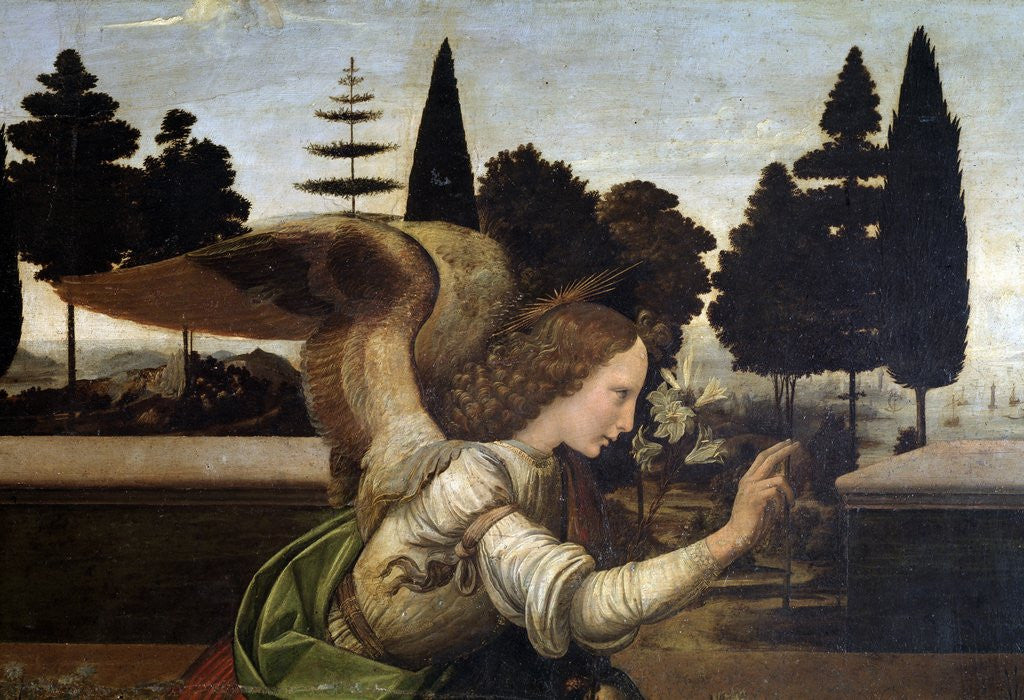 Detail of Detail of The Annunciation by Leonardo da Vinci