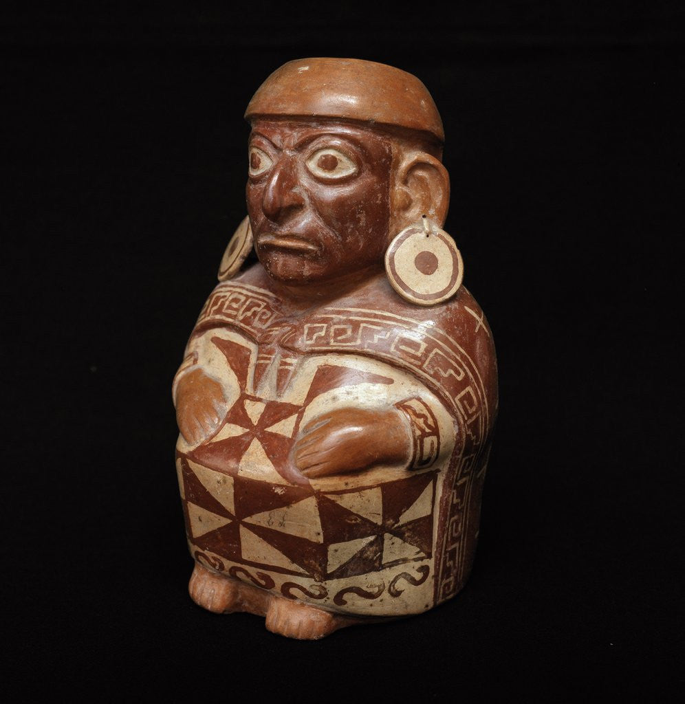 Detail of Moche anthropomorphic bottle by Corbis