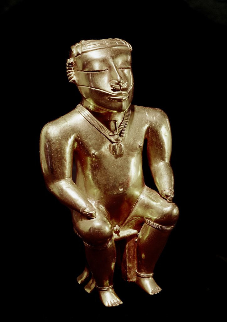 Detail of Quimbaya anthropomorphic figure of a seated man by Anonymous
