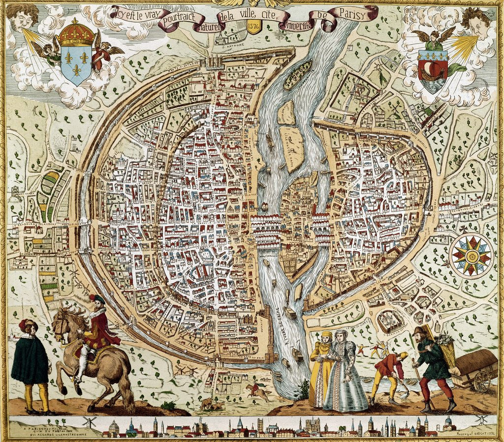 Detail of Plan of Paris (France) in 1576 by Anonymous