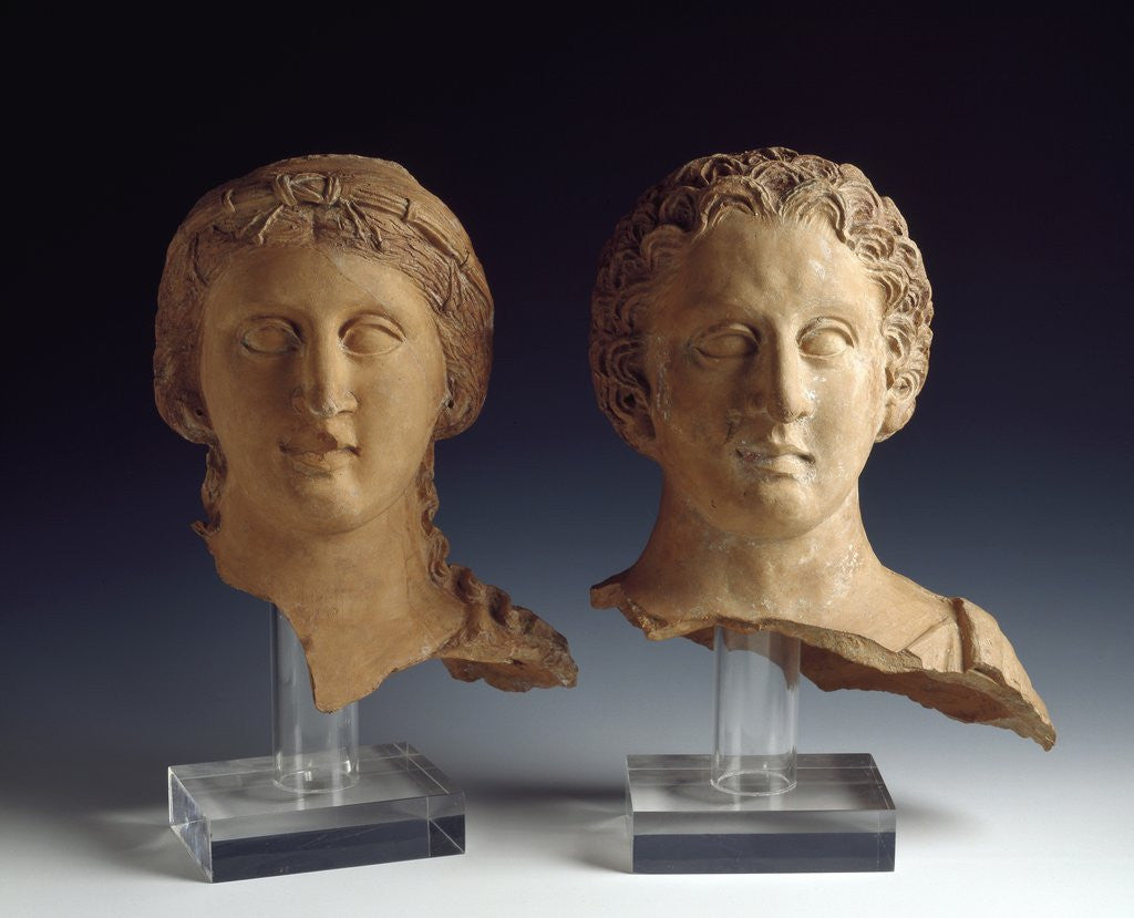 Detail of Magna Graecia : Female bust and male bust by Anonymous