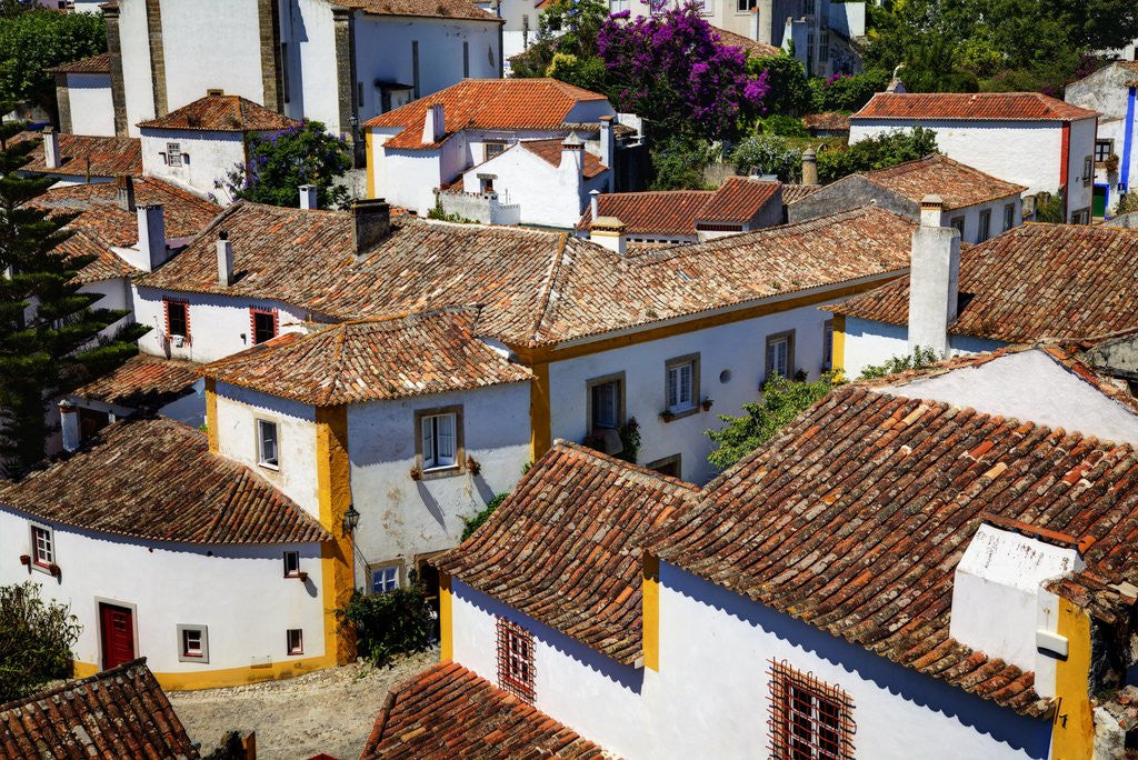 Detail of Elevated View of the town with the Red Roofs and special architecture of the town by Corbis