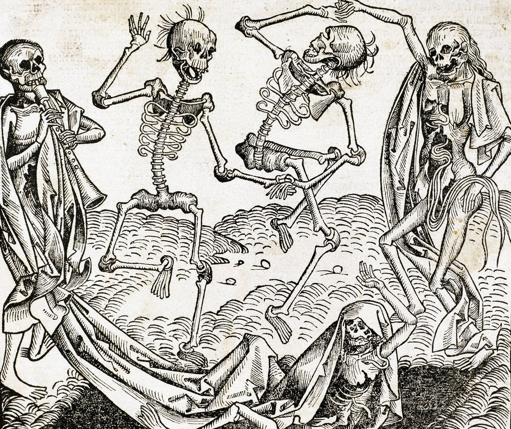 Detail of The Dance of Death (1493) by Michael Wolgemut, from the Liber chronicarum by Hartmann Schedel.