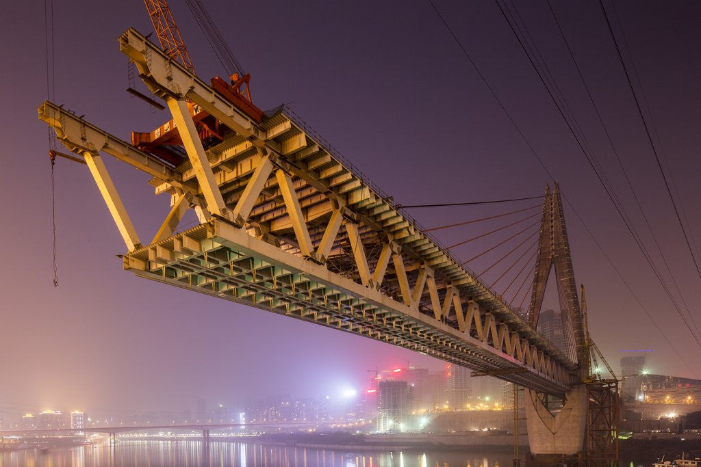 Detail of Dongshuimen Bridge Construction, Chongqing, China by Corbis