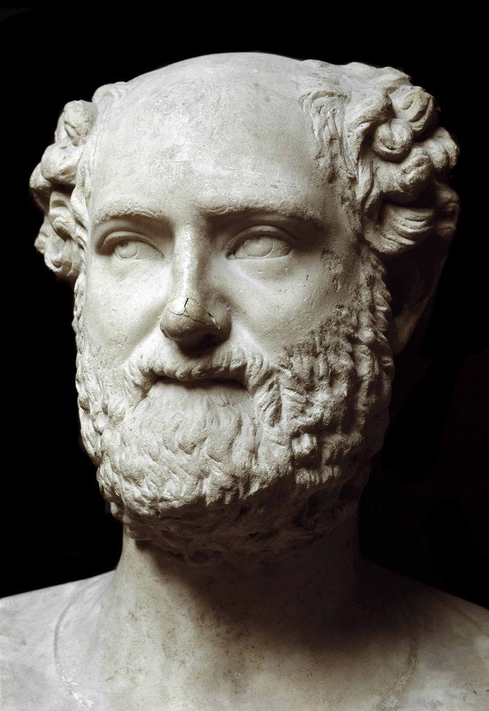 Detail of Roman marble bust of Aristophanes by Corbis