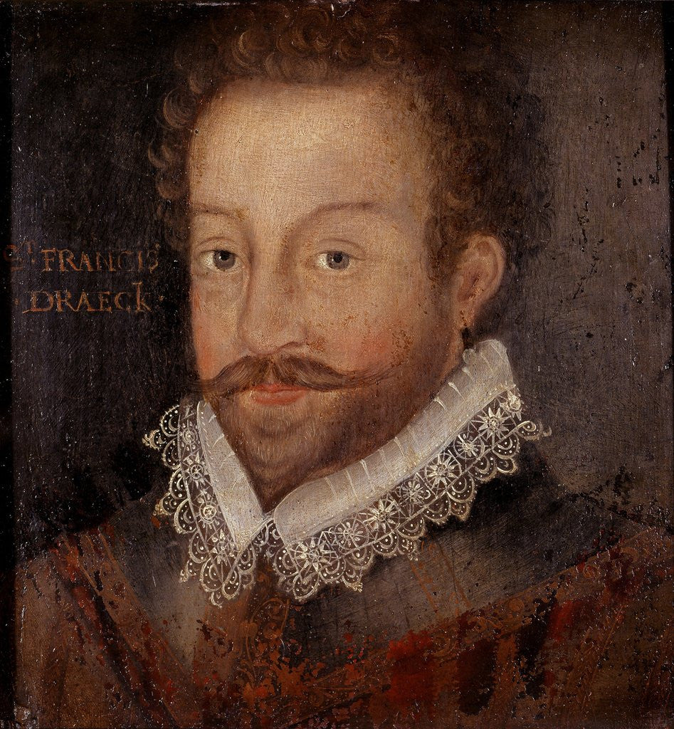 Detail of Portrait of Sir Francis Drake by Jocodus Hondius