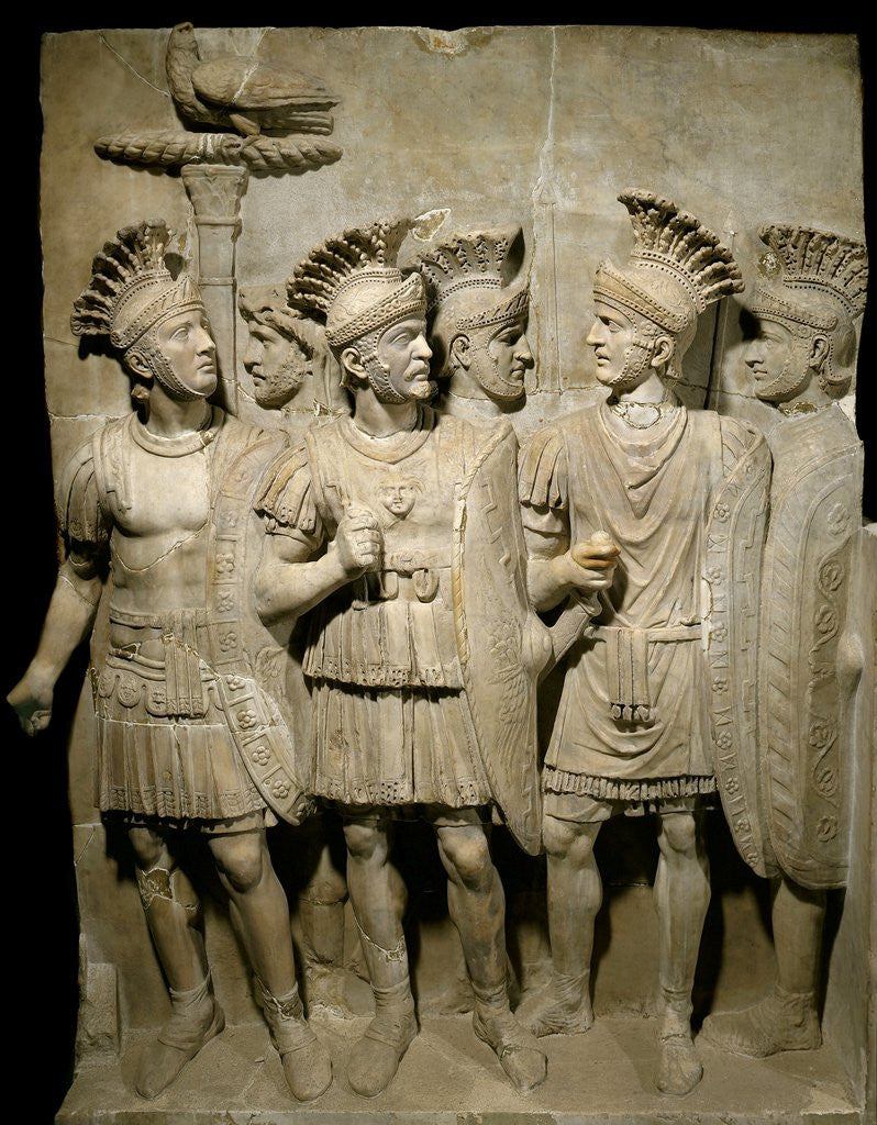 Detail of Roman marble relief of the Praetorian Guard by Anonymous