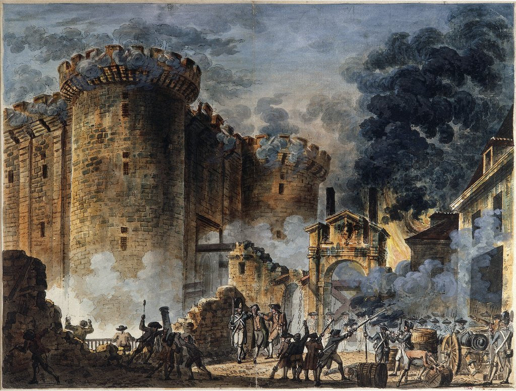 Detail of Storming of the Bastille, July 14th, 1789 by Jean-Pierre Houel