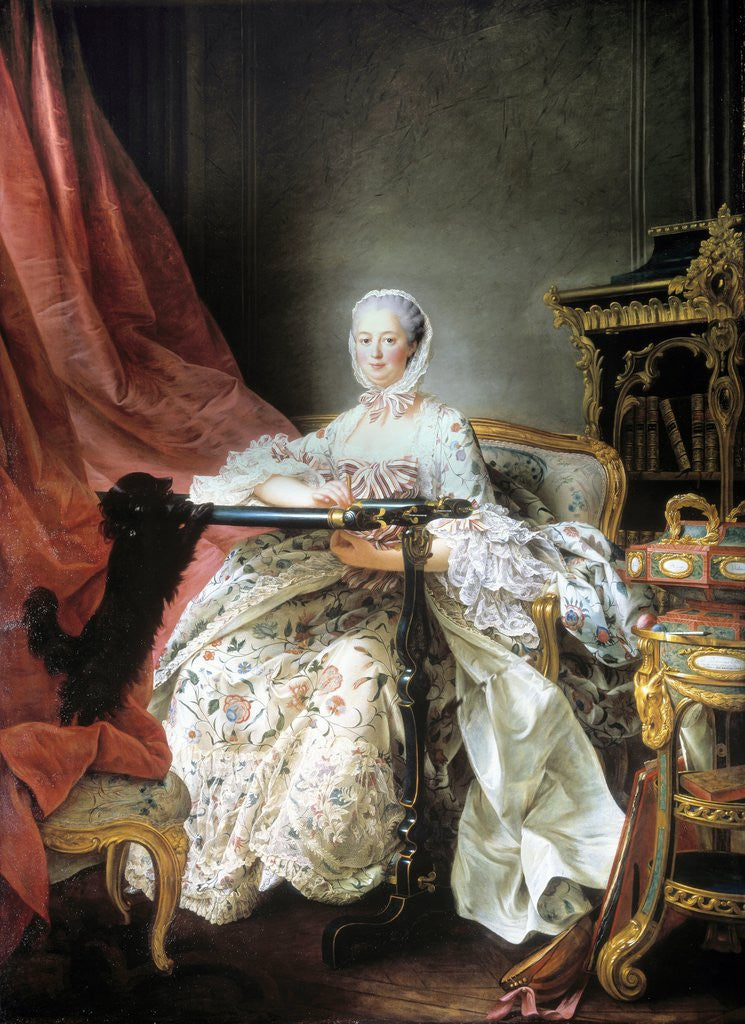 Detail of Jeanne-Antoinette Poisson, Marquise de Pompadour by Francois-Hubert Drouais
