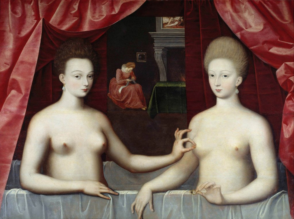 Detail of Portrait of Gabrielle d'Estrees and her sister by Anonymous