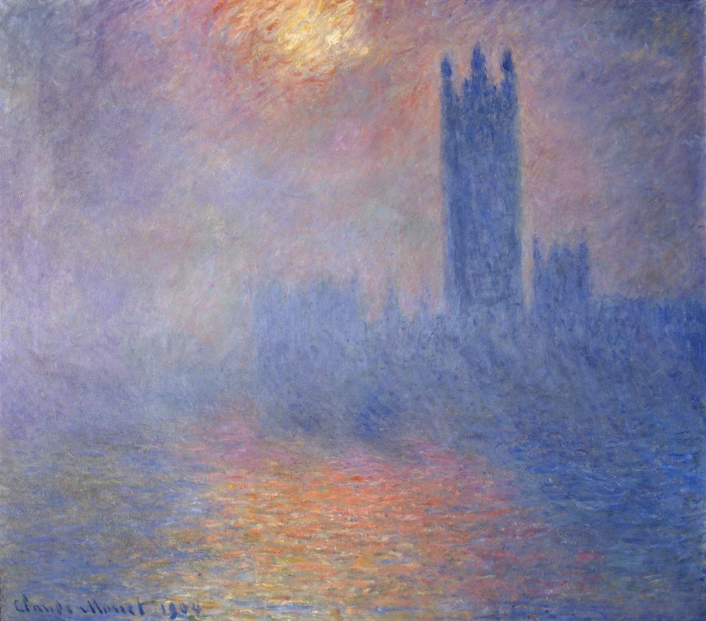 Detail of Houses of Parliament, London, with the Sun Breaking Through the Fog by Claude Monet