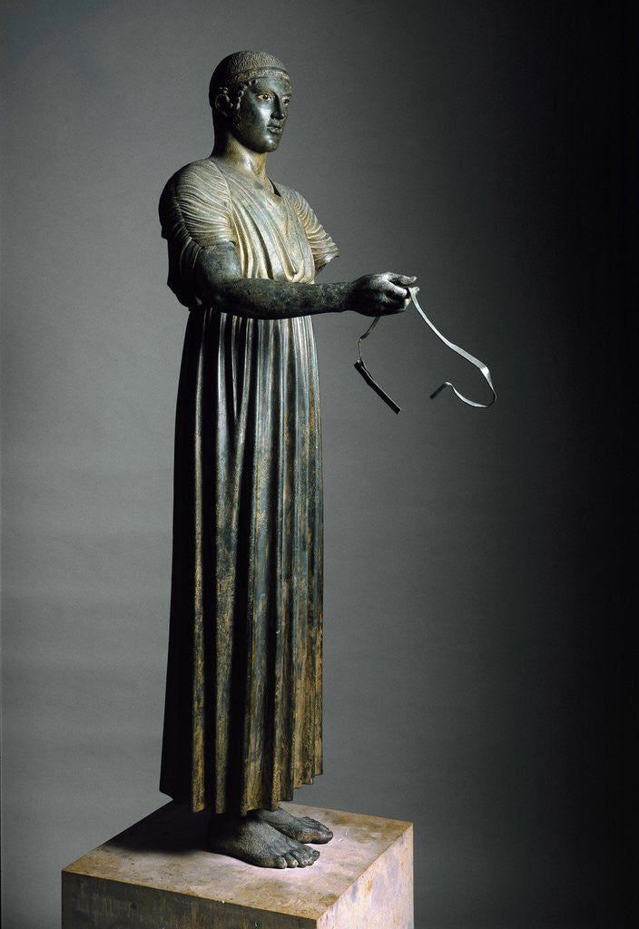 Detail of The Charioteer of Delphi, also known as Heniokhos by Anonymous
