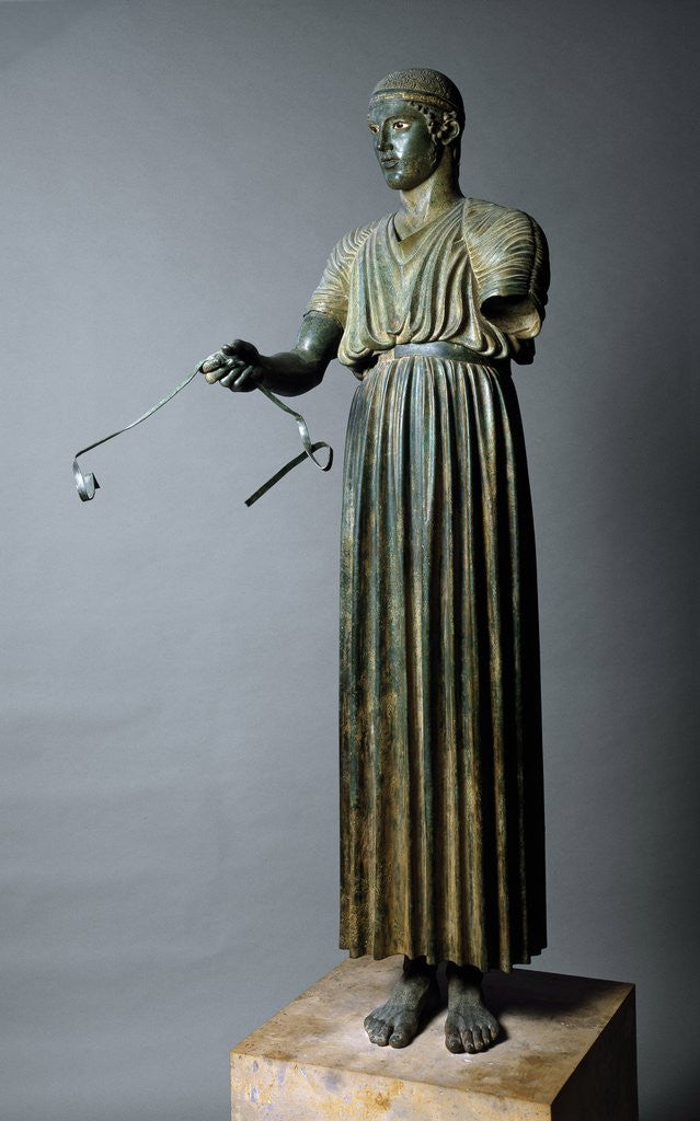 Detail of The Charioteer of Delphi, also known as Heniokhos by Anonymous