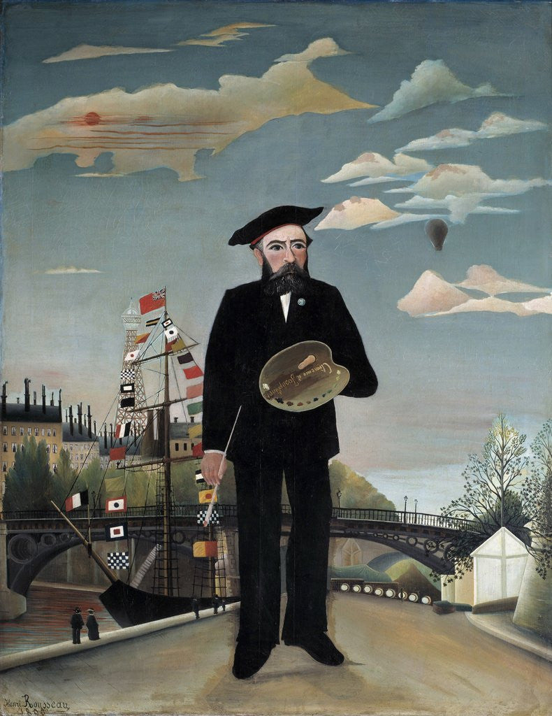 Detail of Self Portrait, from L'Ile Saint-Louis by Henri Rousseau