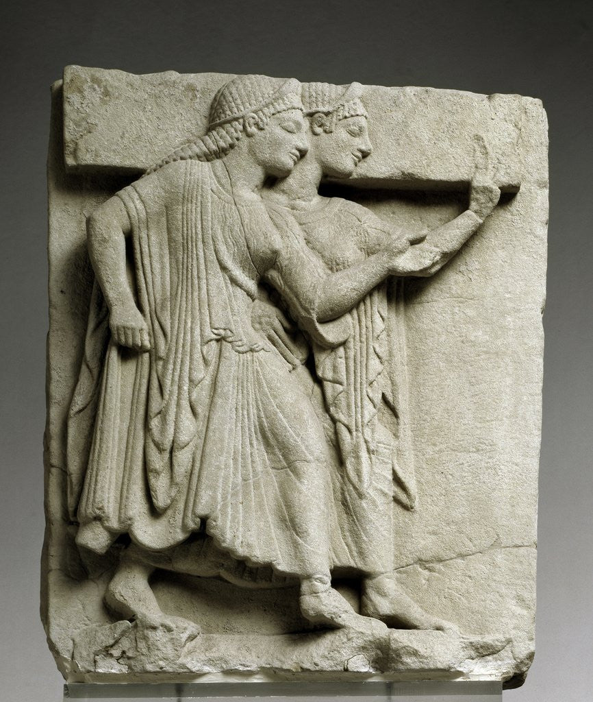 Detail of Ancient Greek metope with chorus of young girls by Anonymous