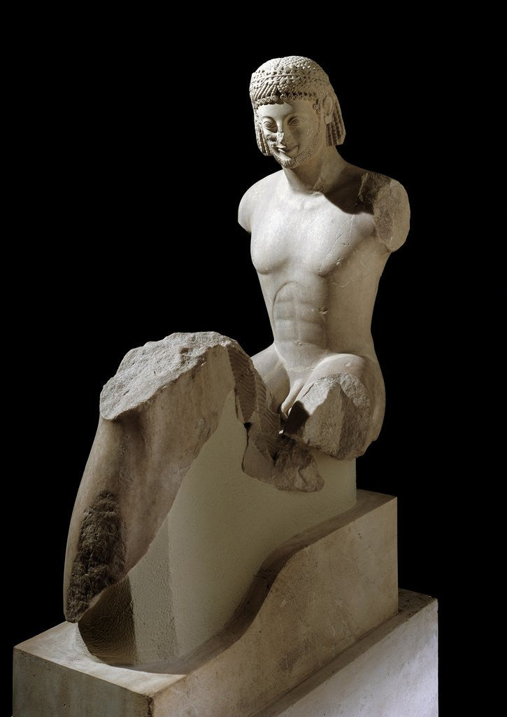 Detail of Archaic Greek sculpture of The Rampin Rider by Anonymous